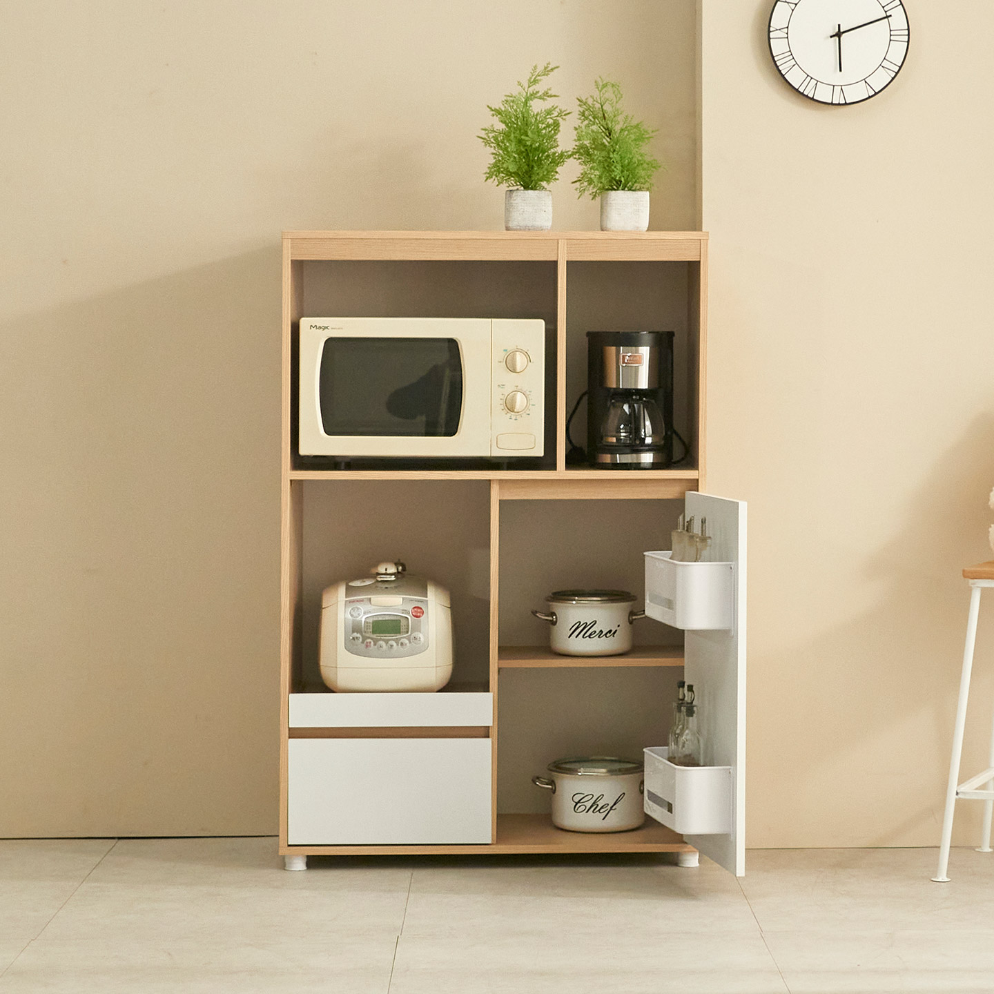 카라 밥솥 에어프라이어 다이 주방 렌지대 800 (2colors)