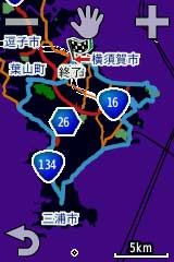 ガーミンにルートラボで作成したコースを取り込むと、地図にコースが表示される