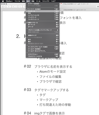 pdfファイルをアクティブにした状態で表示→サムネールを選択