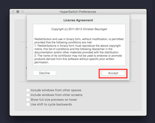 使用許諾が表示されますので確認後に「Accept」をクリック