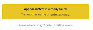 appear.inでルーム名が被った場合の警告