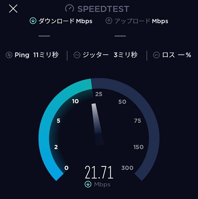 Speedtest.netの測定画面