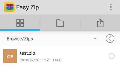Zip & Unzip Easyの圧縮ファイル一覧