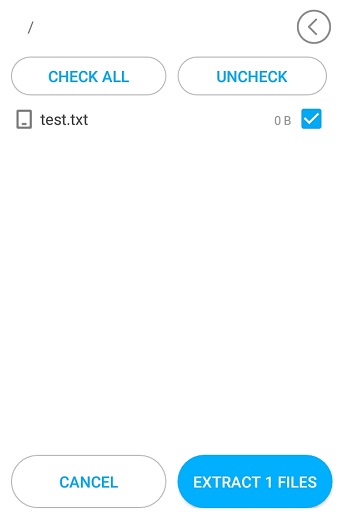 Zip & Unzip Easyの圧縮ファイルの一覧