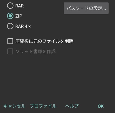 RARの書庫オプション