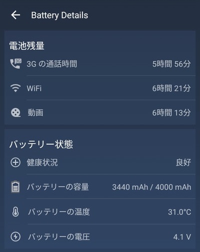 バッテリードクターのバッテリー詳細