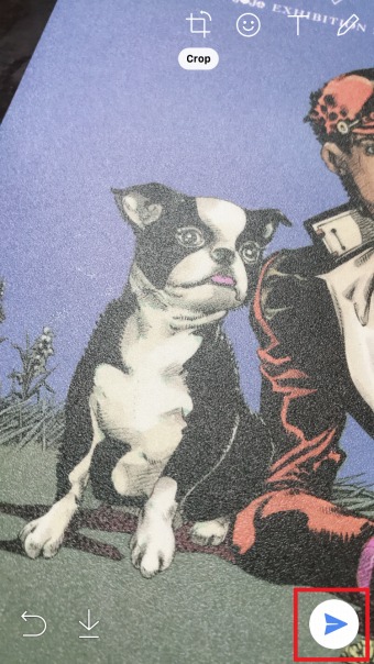 LINEで写真を送る。右下の送信マーク