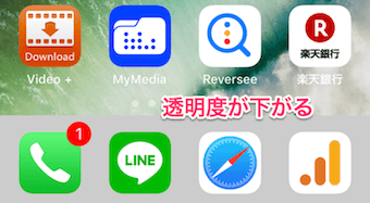 iPhoneの画面表示の透明度が下がる