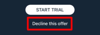 「Decline this offer」をタップ