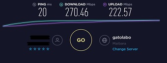 SPEEDTESTの通信速度の計測