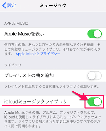 iCloudミュージックライブラリの項目