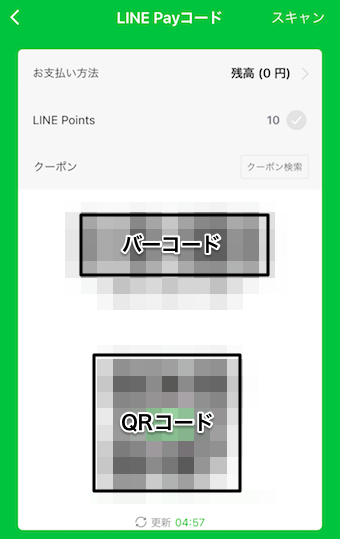 LINE Pay画面が表示