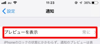 「通知」が開いたら「プレビューを表示」をタップ