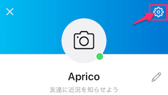 右上の歯車マークをタップ