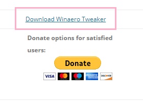 Winaero Tweakerのダウンロードサイト
