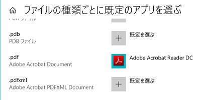 PDFファイルを開くアプリがAdobe Acrobat Readerに設定
