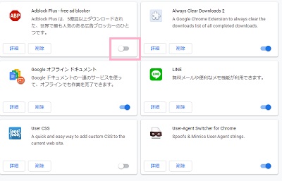 インストールされている拡張機能の一覧が表示