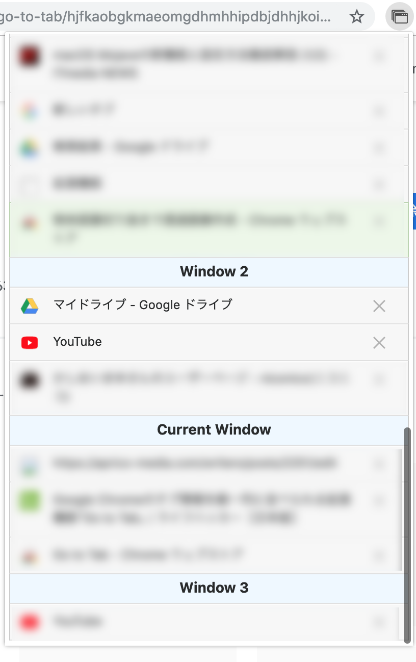 別々に開いているChormeのタブや別のGoogleアカウントで開いているChromeのタブもツリー型で表示