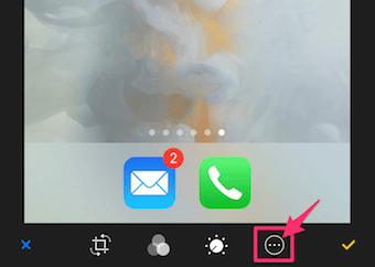 iPhoneの写真の編集の○のボタン