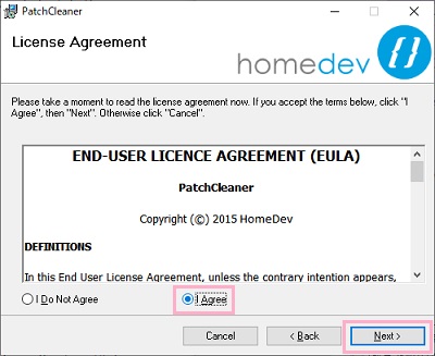 ライセンスが表示されるので、ライセンス文章下部の「I Agree」ボタンをクリックしてから「Next」をクリック