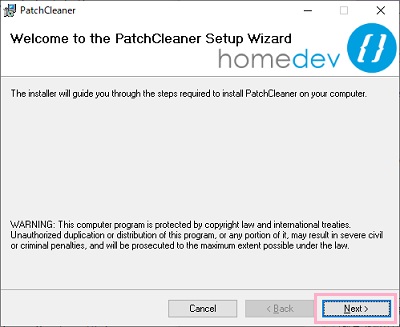 セットアップウィザードが表示されたら「Next」をクリック