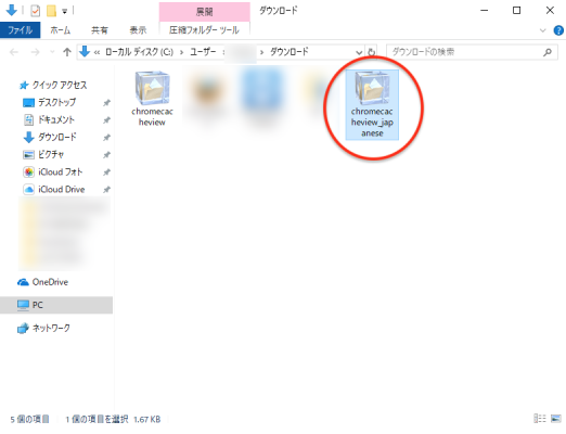 ダウンロードした「chromecacheview_Japanese」をダブルクリック