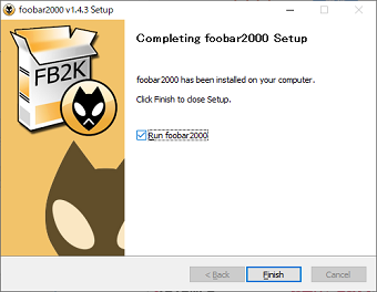 foobar2000のインストール完了