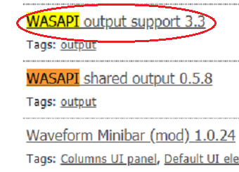 「WASAPI output support 3.3」というファイルを探し、クリック