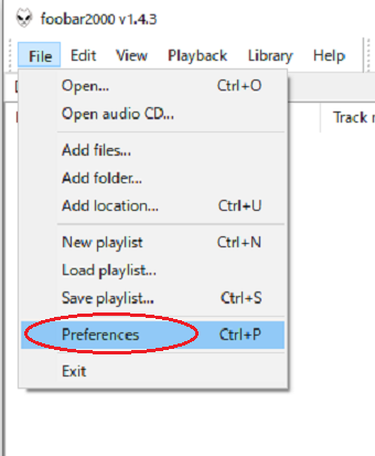 foobar2000のFileメニュー