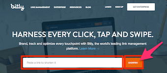 短縮したいURLを入力しSHORTENをクリック