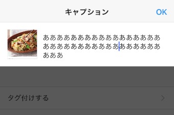 通常投稿（フィード投稿）のキャプション欄