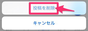 タイムラインの「投稿を削除」の画面