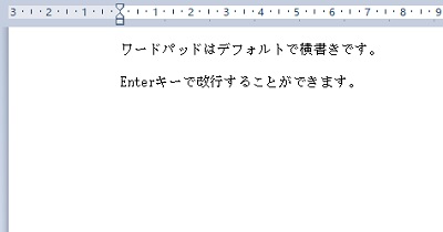ワードパッドのデフォルト入力は横書き