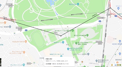 始点から終点だけでなく中間地点の距離も計測
