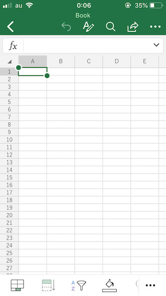 「空白のブック」新規作成画面