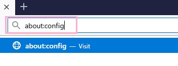 アドレスバーに「about:config」と入力してEnterキーを押す