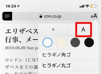 Safariの文字サイズ調整