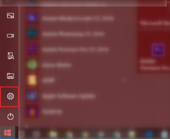 スタートメニューからWindows10の設定画面を開く