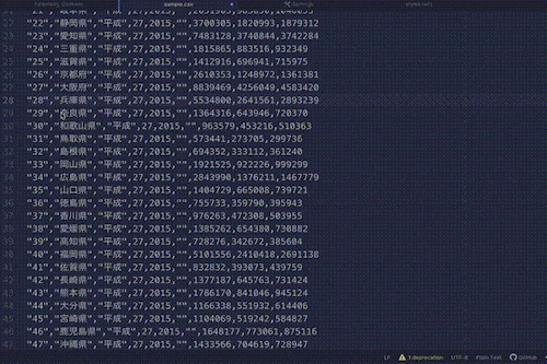 Atomで矩形選択している動画