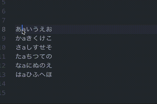 multi-cursorで矩形選択をする