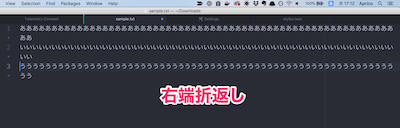 Atomのエディターの右端で折り返す