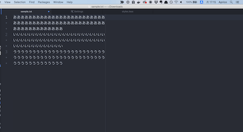 折り返し線が左側に移動して、指定文字数で折り返す