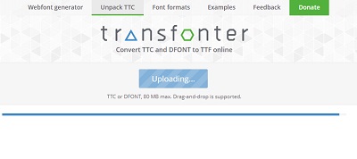 ボタンが「Uploading...」に変わり、変換が行われる