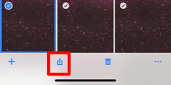 選択が終わったら下の共有ボタンをタップ