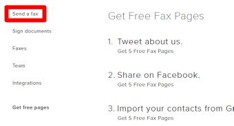 左の1番上の「Send a fax」をクリック