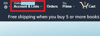 PC版Amazonの「Account & Lists」