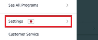 「Settings」をタップ
