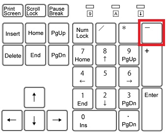 キーボードの「-」