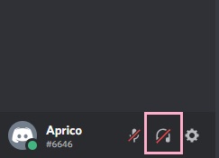 ユーザー名の横にあるヘッドホンのボタン
