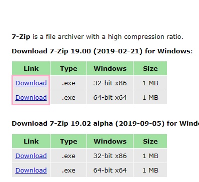 インストーラーのダウンロードメニュー
